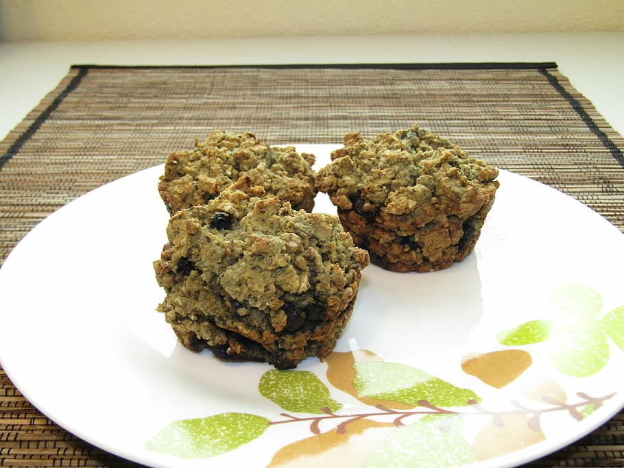 cupcake, healthy, snack, bake, oatmeal, food and drink, plate HD wallpaper