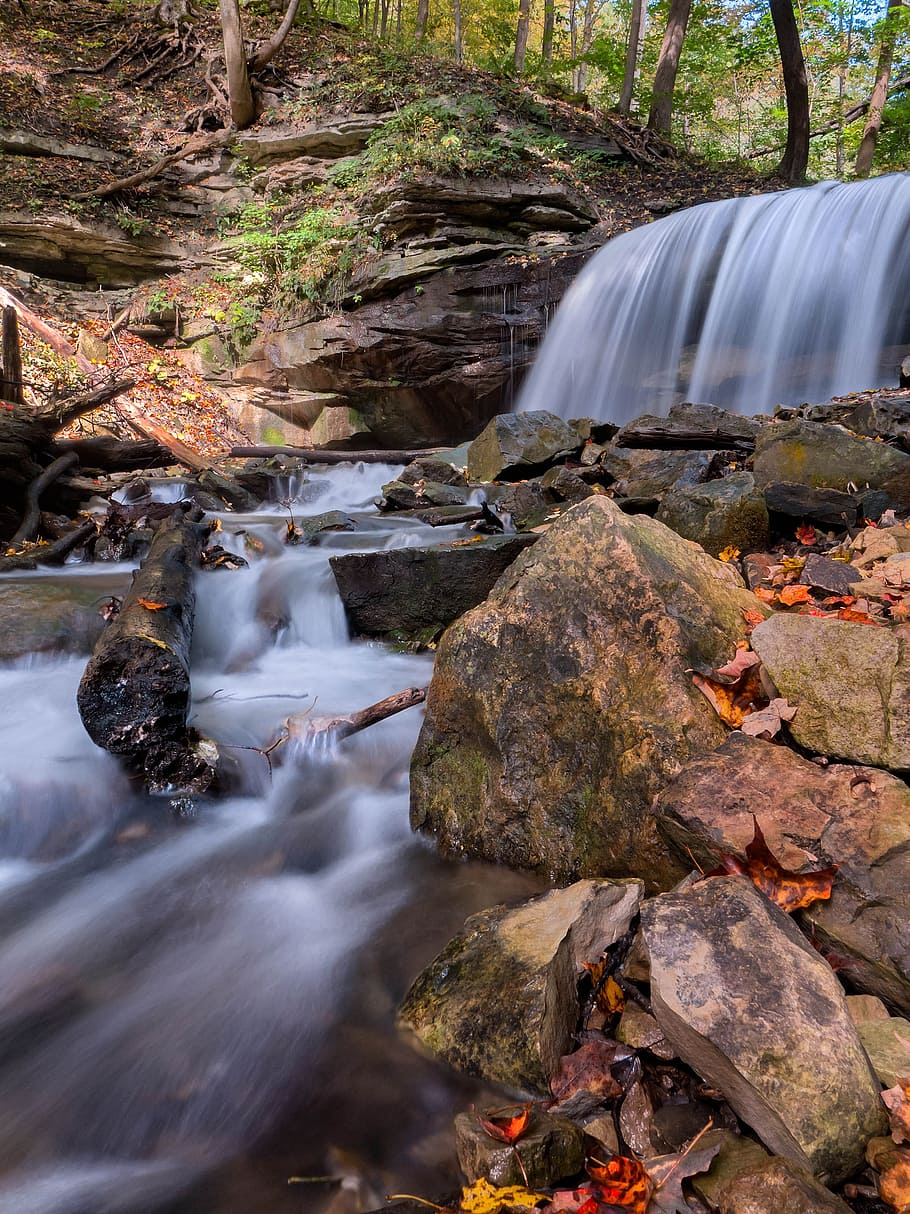 River Waterfalls Long Exposure Photograph, creek, rocks, stream HD wallpaper
