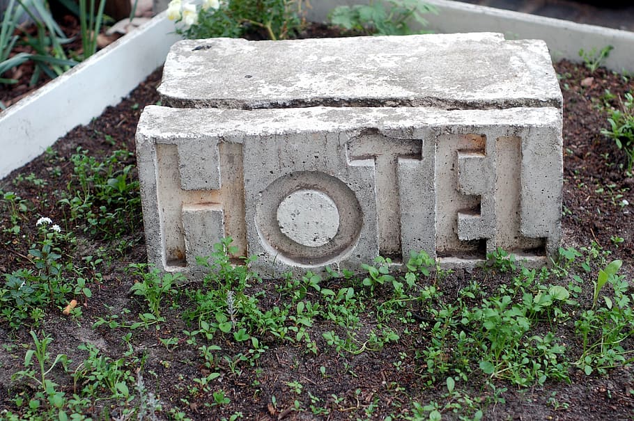 street, stone, panel, sign, hotel, plant, no people, day, communication HD wallpaper