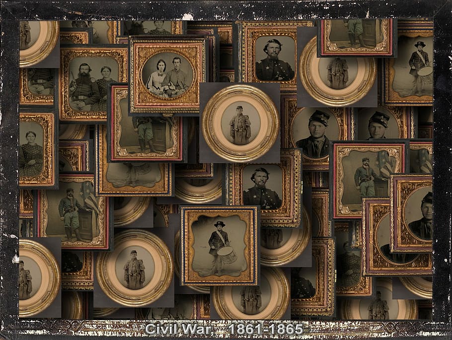 assorted grayscale photo with brown frames, images, old, antique