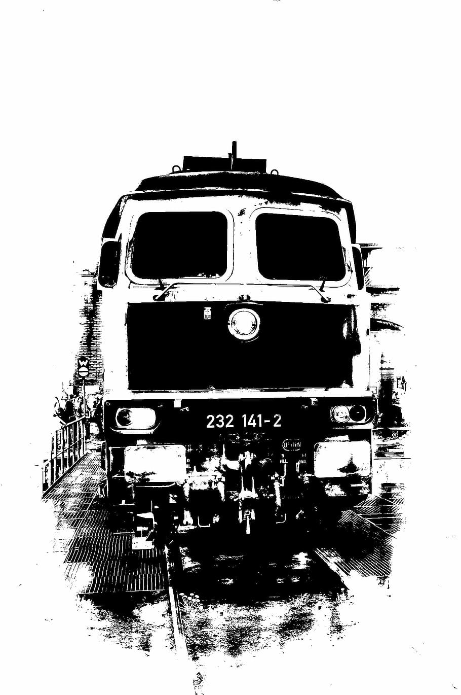 Diesel Locomotive, Monochrome, Railway, transport, rail traffic