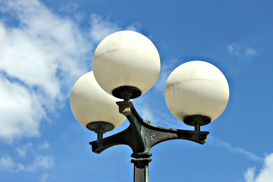 sky, cloud, lamp, lighting, public lighting, three, cozy, mood HD wallpaper