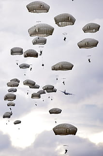 people paragliding, parachute, training, parachuting, jumping HD wallpaper