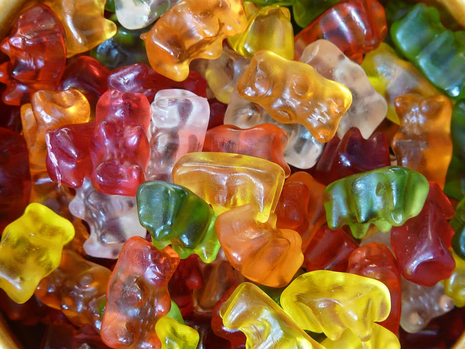 assorted gummy bears, gummi bears, fruit gums, sweetness, colorful HD wallpaper