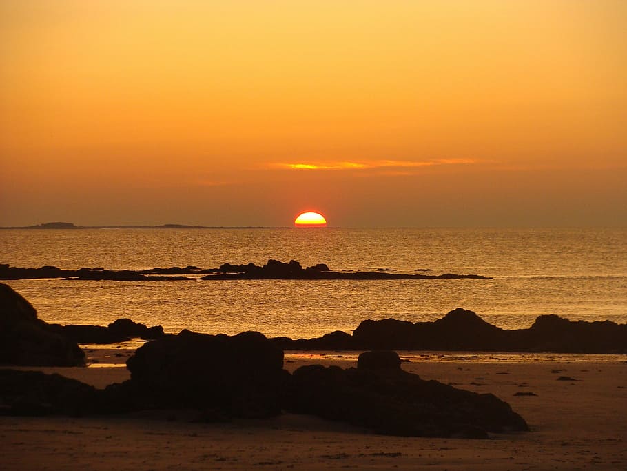sun, sea, sunset, sky, water, scenics - nature, beauty in nature HD wallpaper