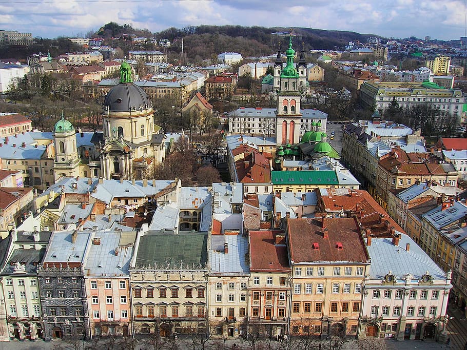 lviv, city, ukraine, tourism, sights, roof, at home, handsomely, HD wallpaper