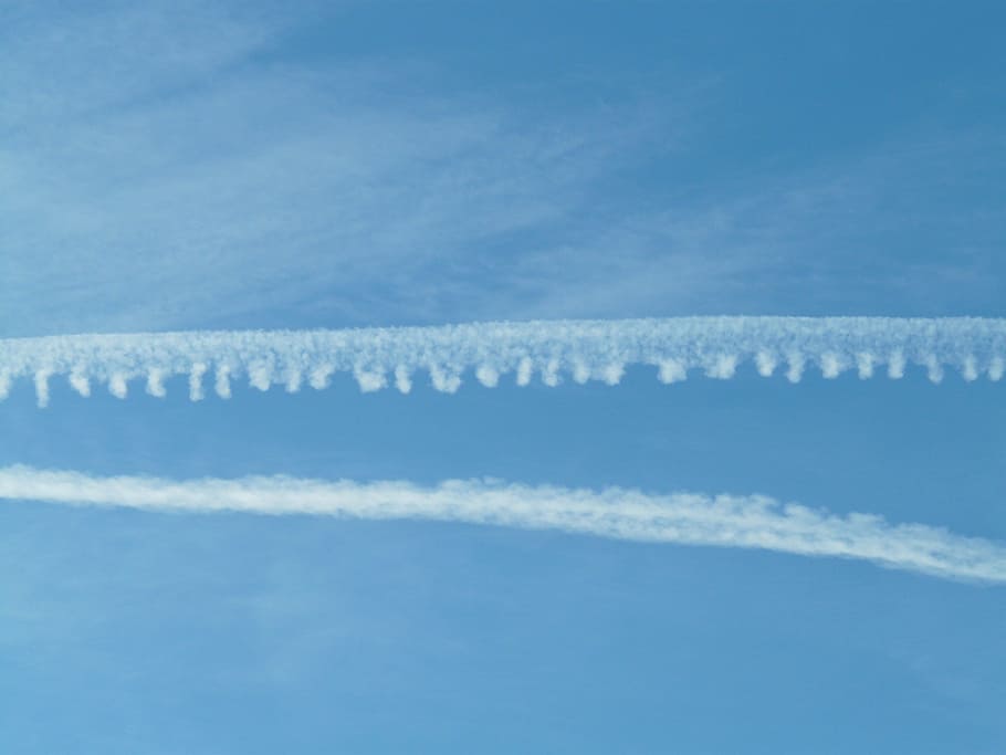contrail, sky, clouds, blue, fly, aircraft, high, cloud - sky HD wallpaper