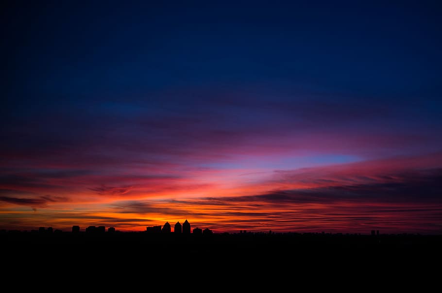 clouds on sunset, silhouette of trees during golden hour, sky HD wallpaper