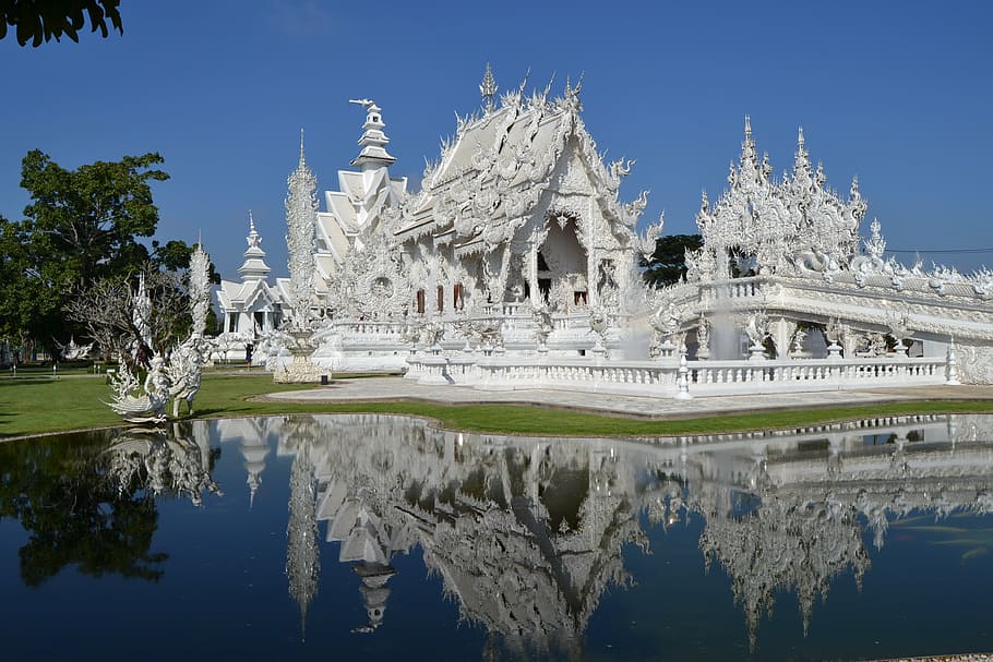 wat rong khon, white temple, thailand, central asia, chiand rai, HD wallpaper