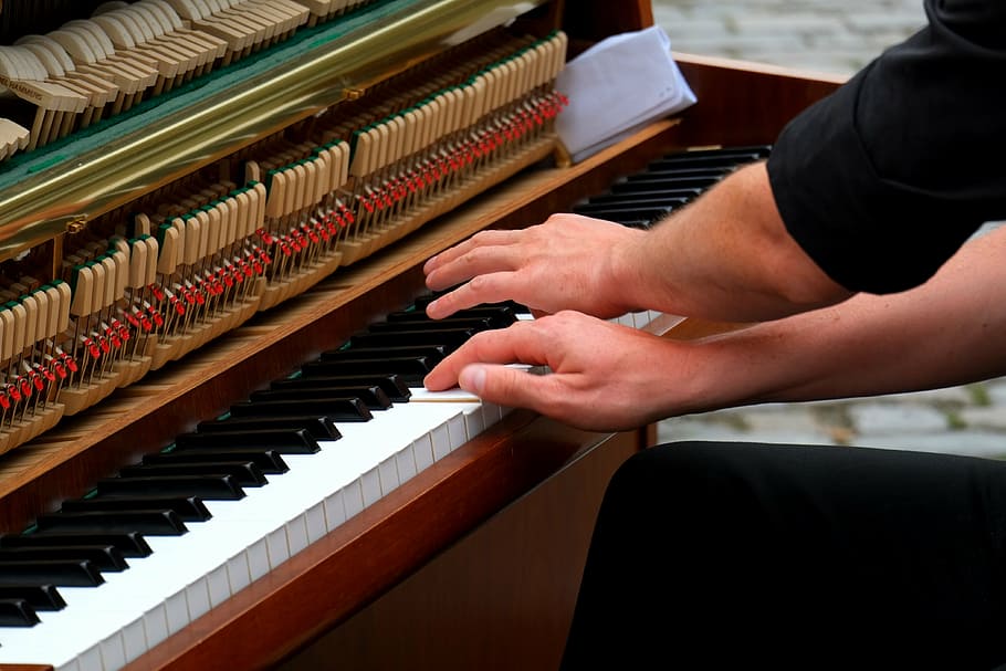 playing the piano, musician, instrument, keys, melody, hand attitude, HD wallpaper