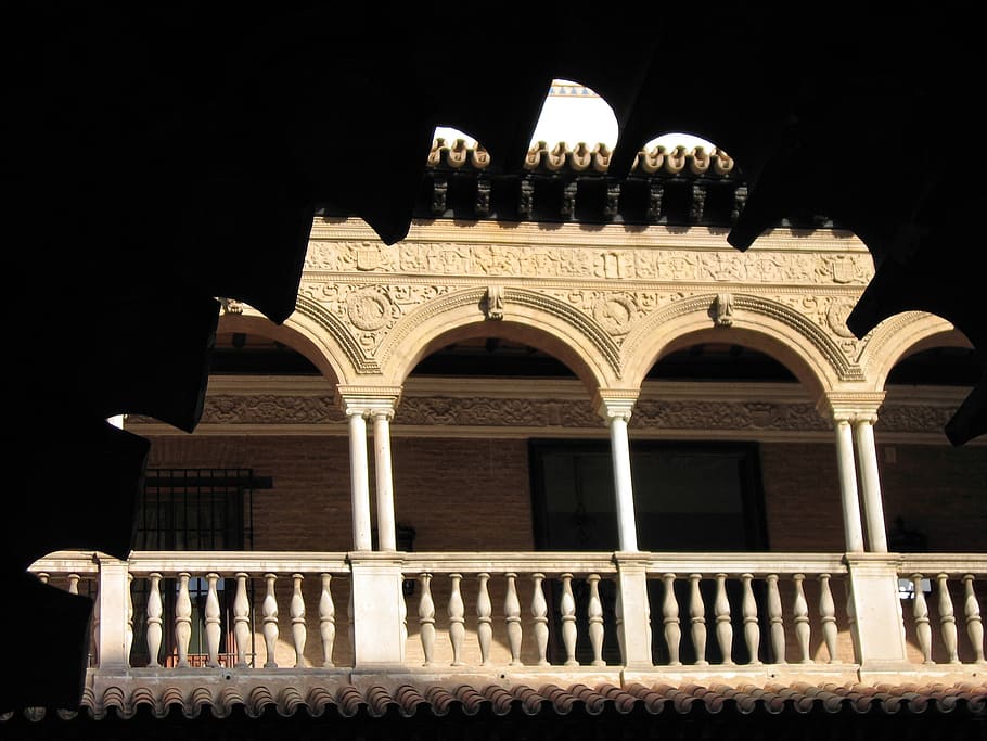 alhambra, arabic, granada, spain, andalusia, shadow, balcony HD wallpaper