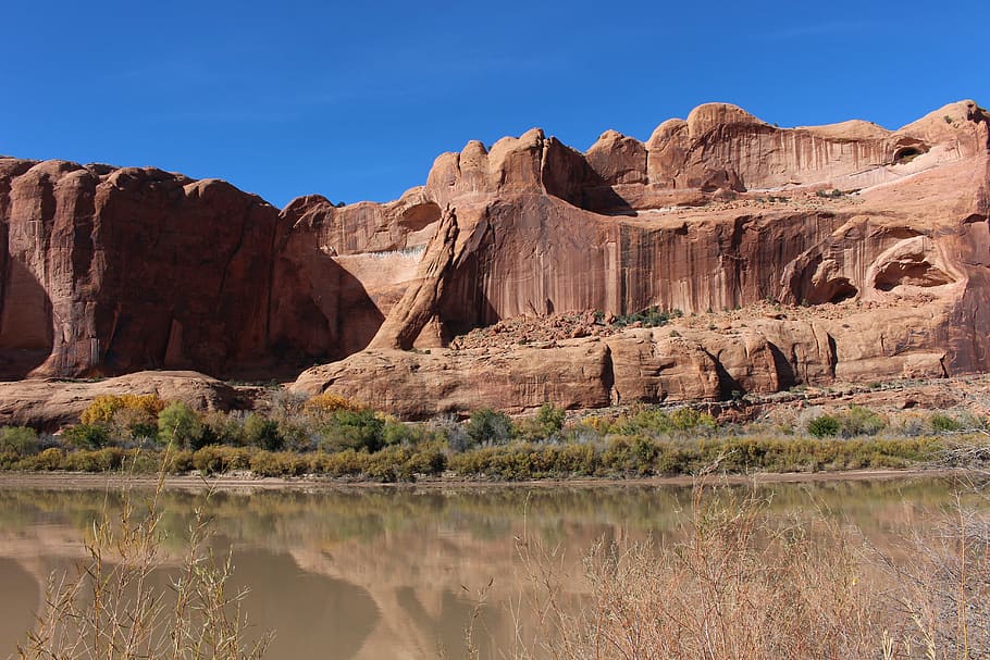 Moab, Blue Sky, Desert, River, Southwest, landscape, canyon HD wallpaper