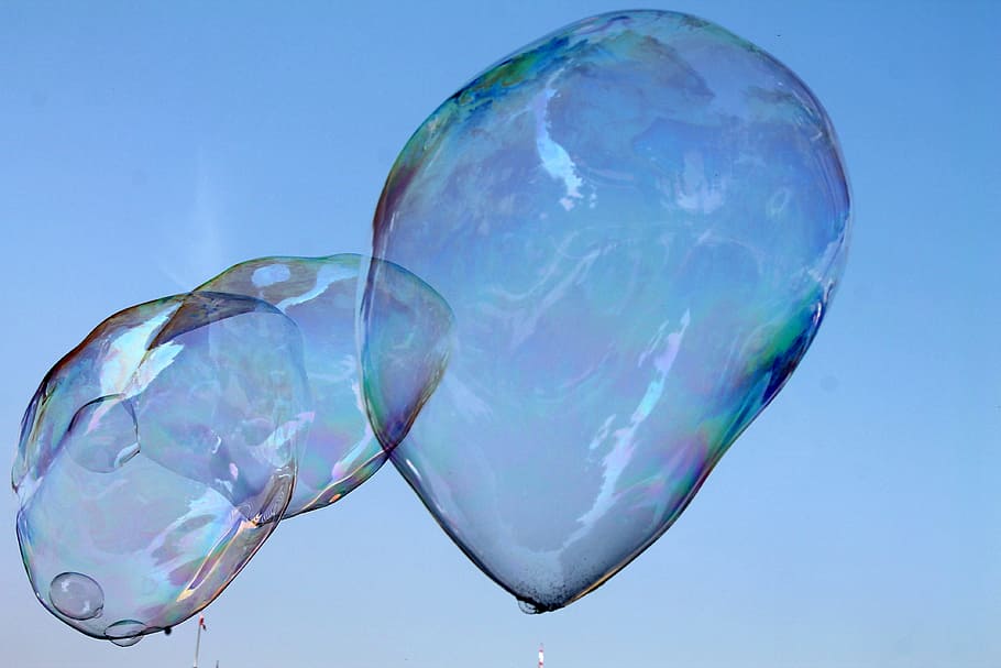 three large bubbles close-up photo during daytime, Soap Bubbles HD wallpaper