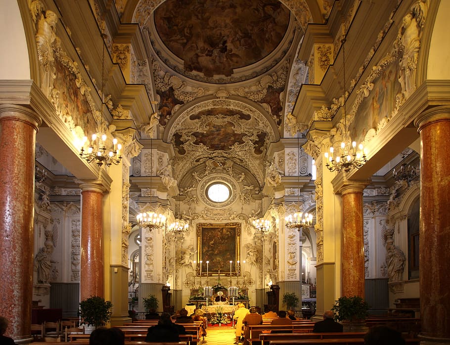 inside, ceiling, architecture, baroque, monument, italy, alcamo HD wallpaper