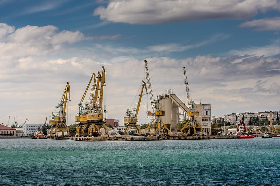 port burgas, harbor, sea, outdoor, seascape, bulgaria, coast, HD wallpaper