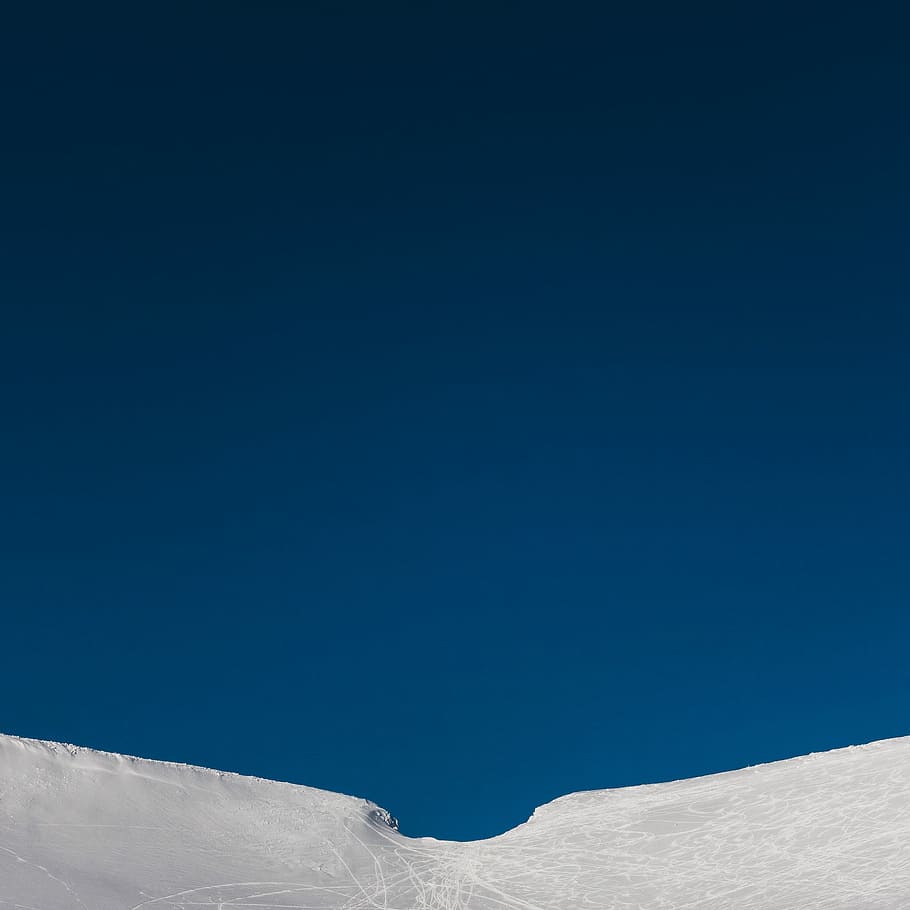 blue sky photography, landscape, snow, winter, clear sky, copy space HD wallpaper