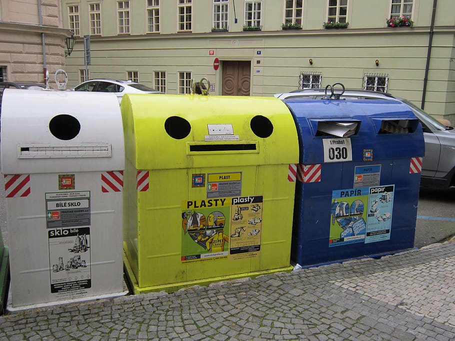 trash, can, sorting, garbage, street, container, communication HD wallpaper