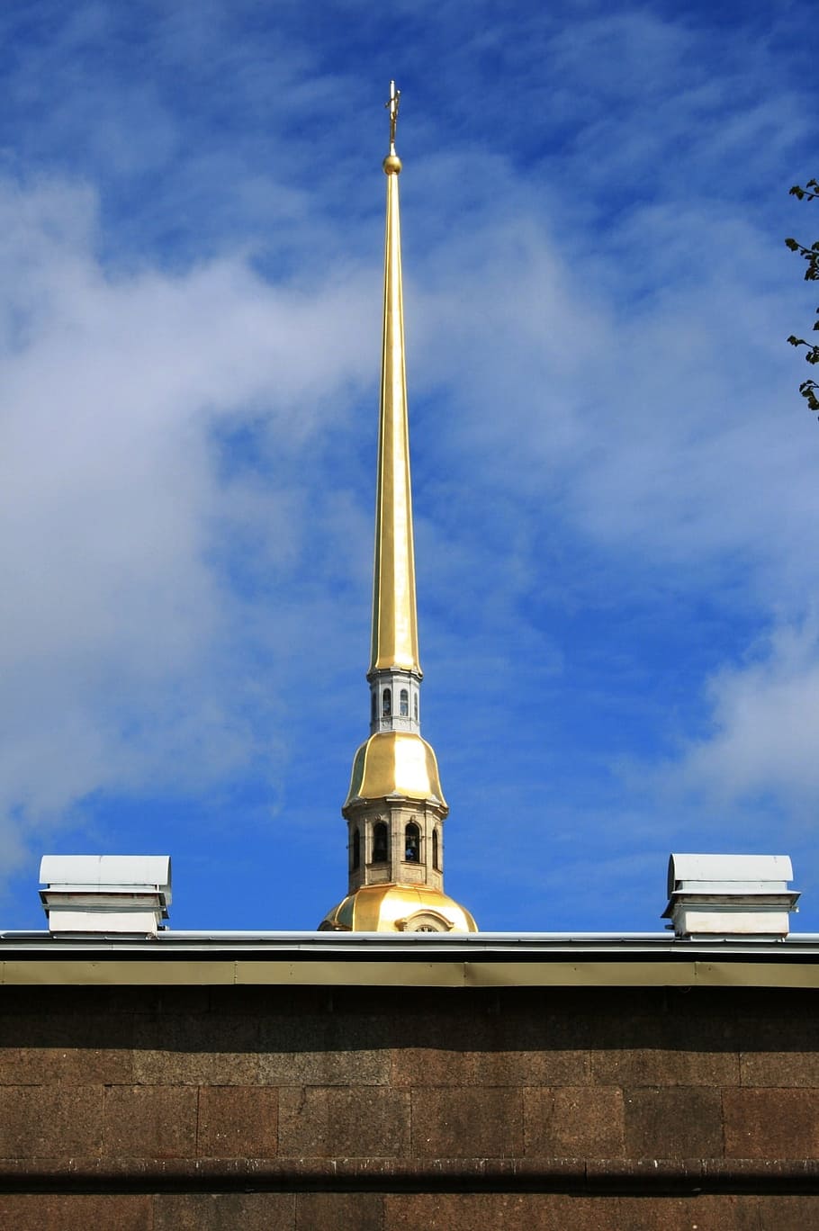 Wall, Brown, Strong, Granite, Fortress, bell tower, spire, gold HD wallpaper