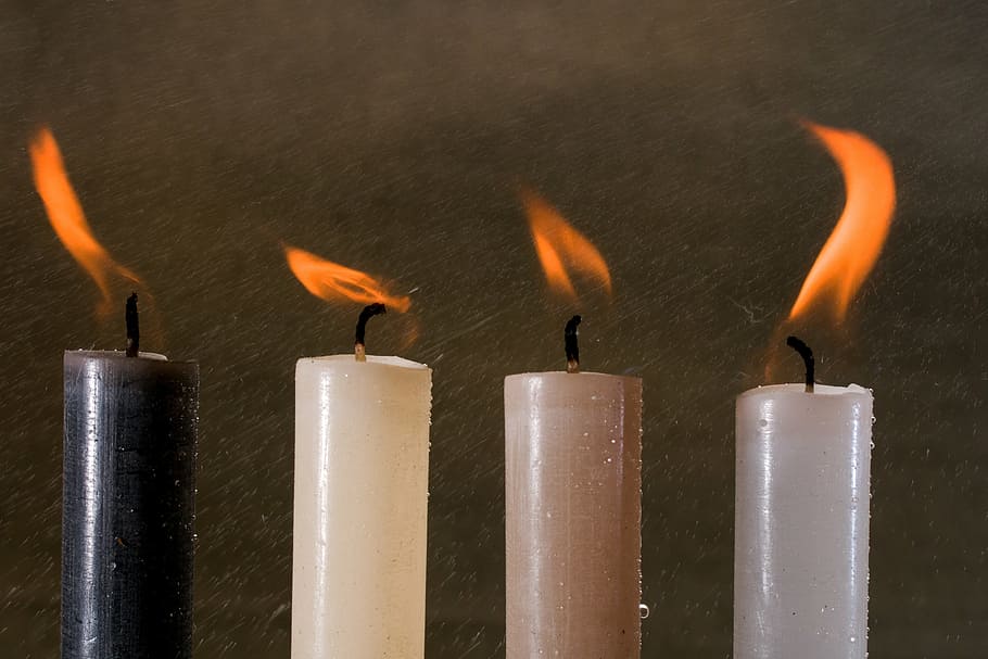 candles, light, candlelight, flame, water, rain, fire, heat - temperature HD wallpaper