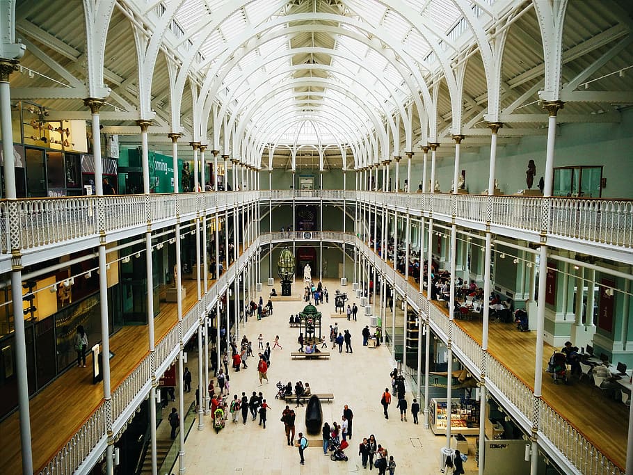 architecture, edinburgh, hall, museum, people, indoors, transportation HD wallpaper