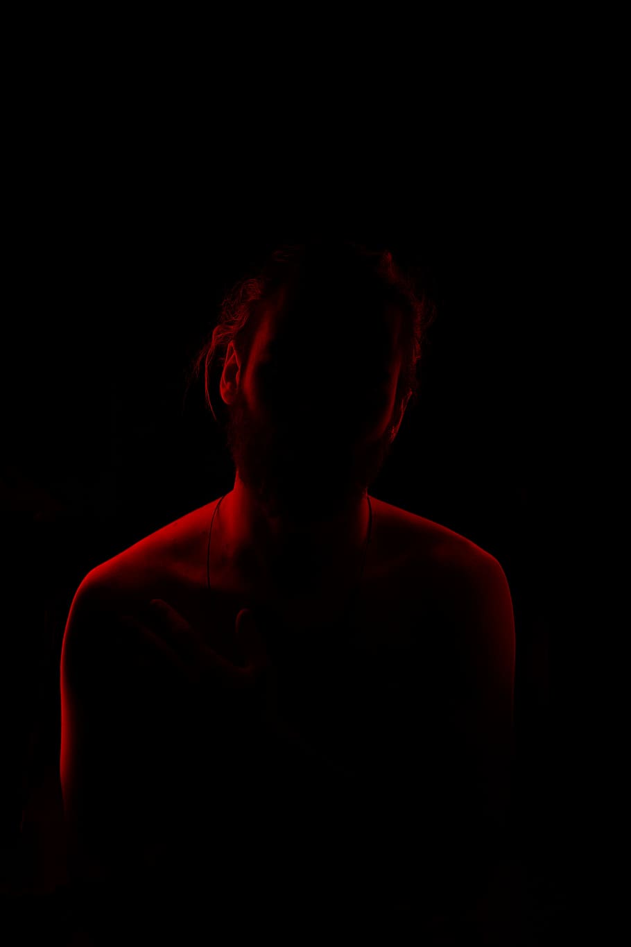 untitled, portrait, shadow, man, guy, red neon, one person HD wallpaper