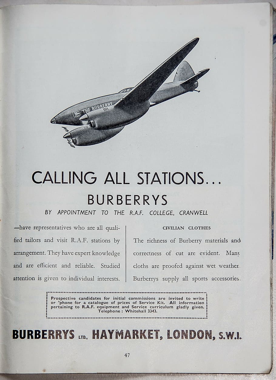 advert, burberry, clothes, plane, aeroplane, historic, air, HD wallpaper