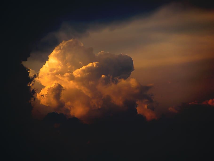white cloudy sky during sunset, cumulonimbus, clouds, cumulus HD wallpaper