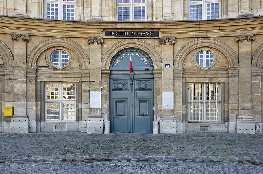 entrance, institut de france, paris, building, classic, façade