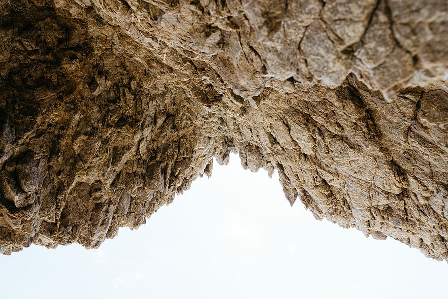 brown mountain during daytime, brown rock fragment, texture, upside down HD wallpaper