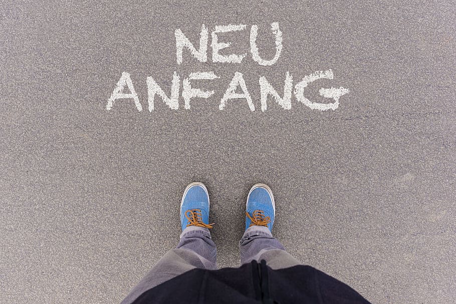 Neu Anfang road sign, new, start, fresh, german, words, text, HD wallpaper