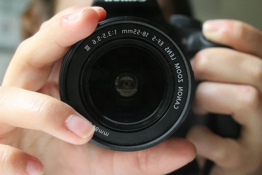 close-up, camera, zoom, lens, photograph, optics, canon, human hand HD wallpaper