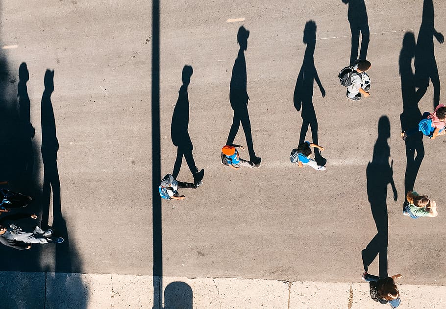 silhouette of people, people walking on concrete road, man, male HD wallpaper