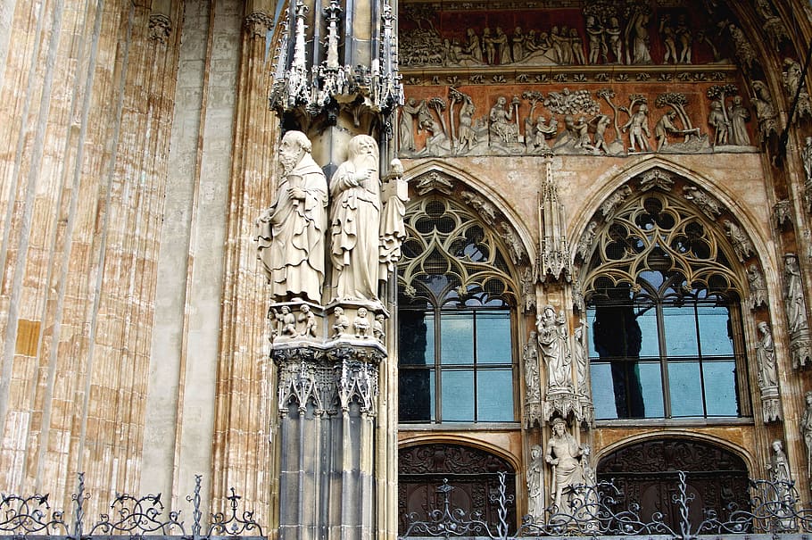 Architecture, Gothic, Portal, Figures, window, ulm, ulm cathedral