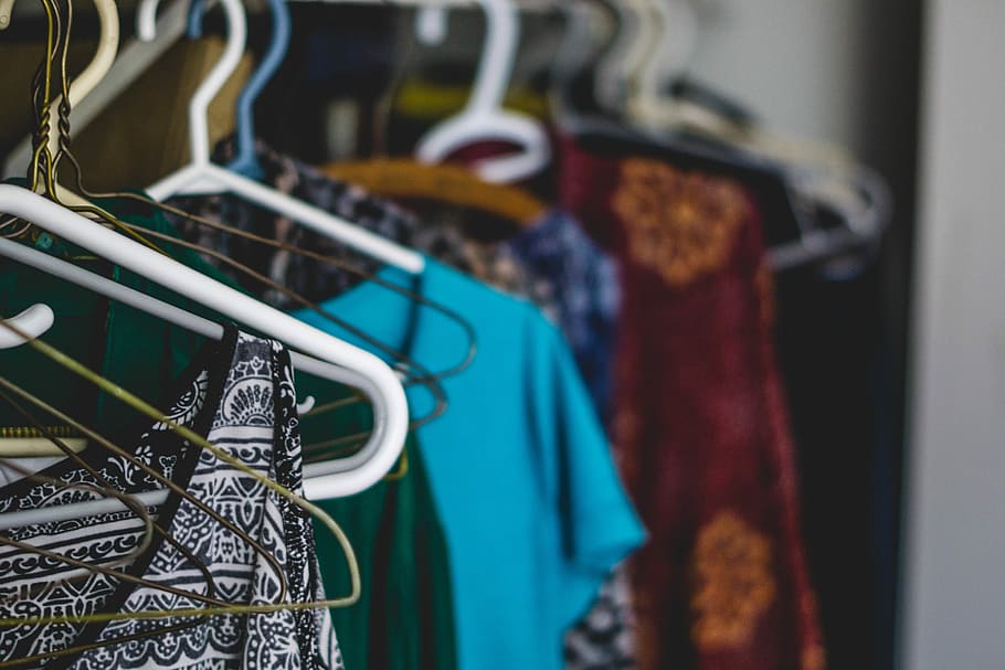 closeup photo of assorted-color clothes, close-up photo of assorted-color clothes lot HD wallpaper