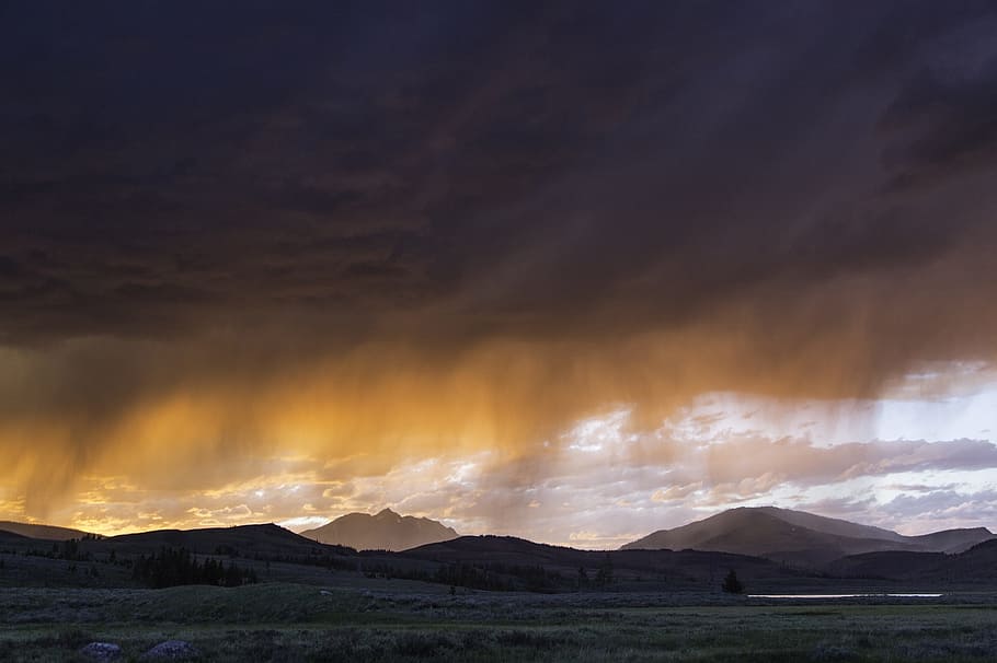 Scenic View of Landscape, clouds, cloudy, dark clouds, dawn, dusk HD wallpaper