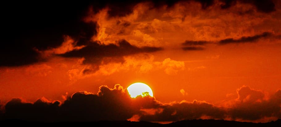 Sunset, Clouds, sky, red, intense, nature, dusk, cloud - Sky HD wallpaper