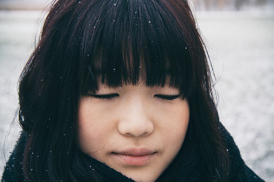 Cute girl in snow, people, outdoors, one Person, portrait, human Face HD wallpaper