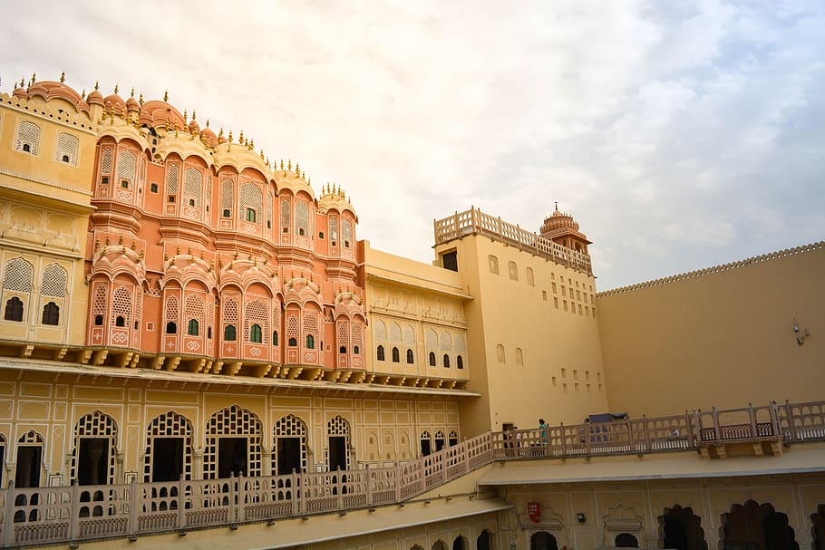 red, windows, history monuments, jaipur, rajasthan, india, palace, HD wallpaper