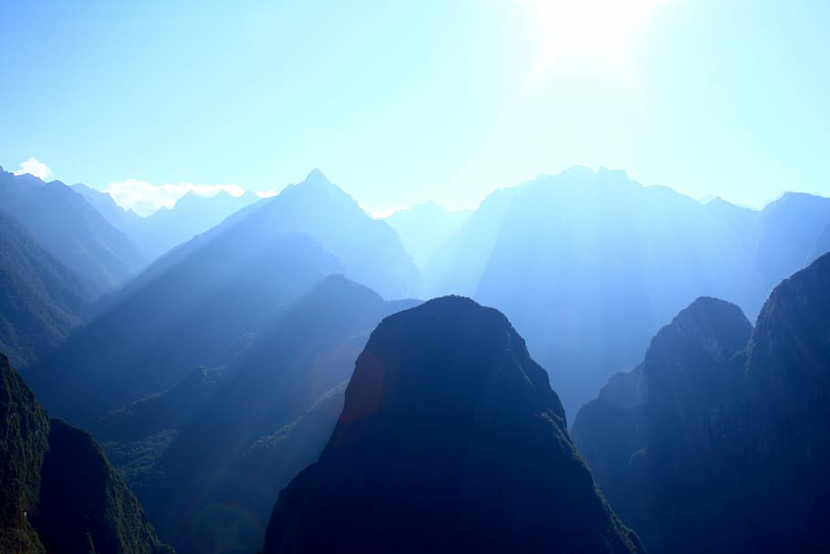 silhouette mountains during daytime, silhouette of mountains during daytime HD wallpaper