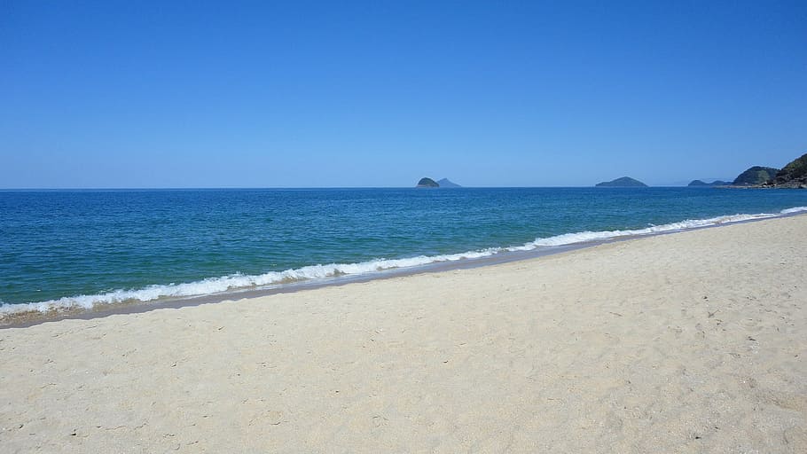 beach, sand, tranquility, water, horizon, sand beach, background HD wallpaper
