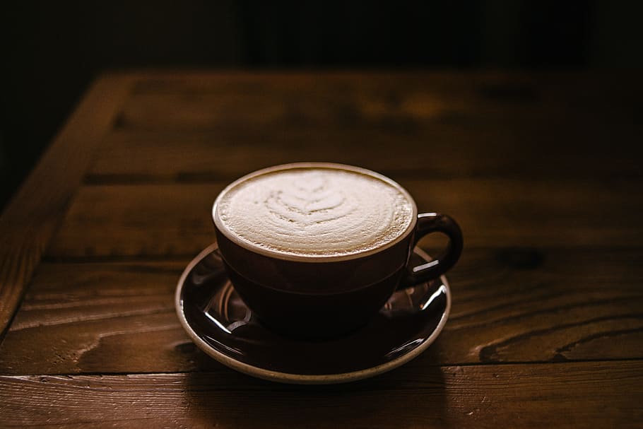 brown ceramic teacup and saucers with coffee, drink, dark, espresso HD wallpaper