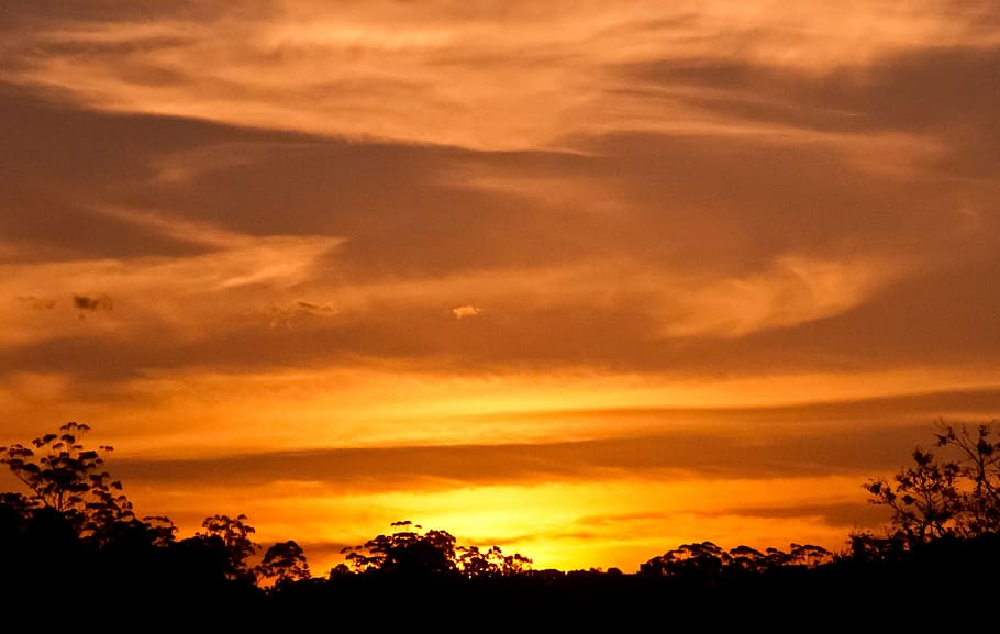 sunset, sky, clouds, orange, gold, glowing, australia, horizon HD wallpaper