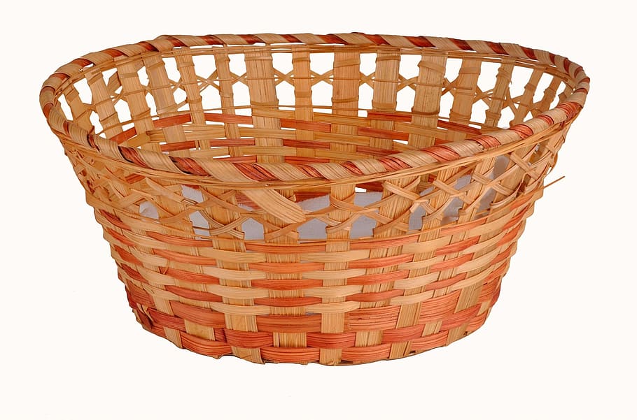 brown woven basket, wicker, container, antique, background HD wallpaper