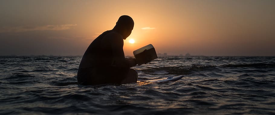 sea, ocean, water, wave, nature, surfing, board, lumio, book HD wallpaper