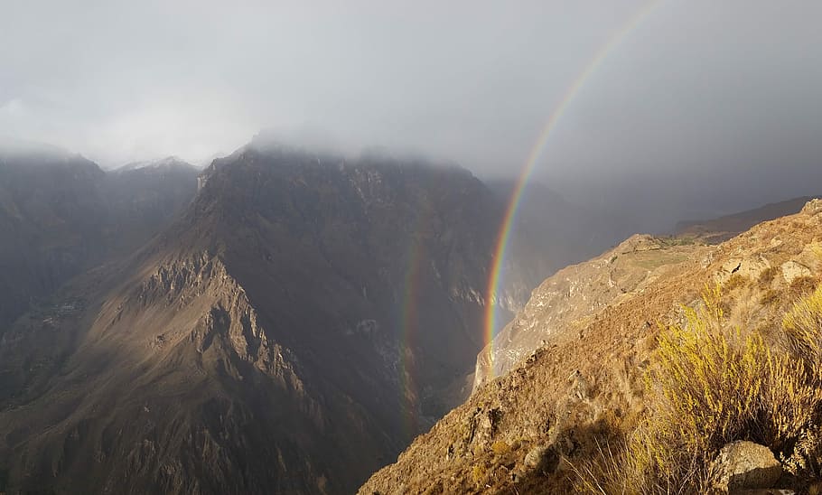 Peru, Colca, Valley, Rainbow, Gorge, colca valley, nature, beauty in nature HD wallpaper
