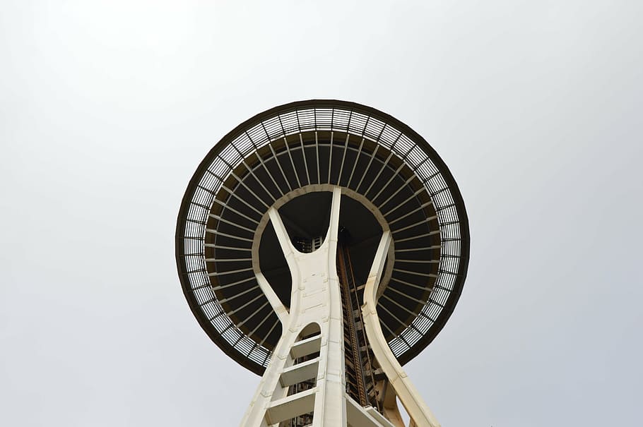 low-angle photography of Space Needle, Seattle, tower, architecture HD wallpaper