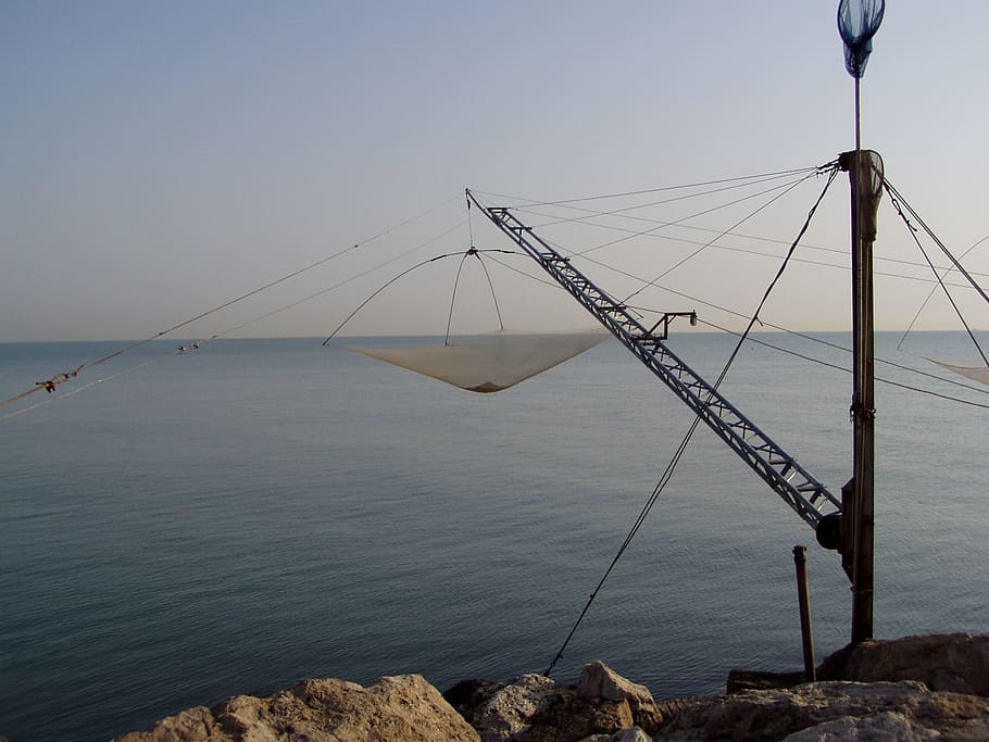 fishing, libra, shadow, silhouette, sea, water, sky, nature HD wallpaper