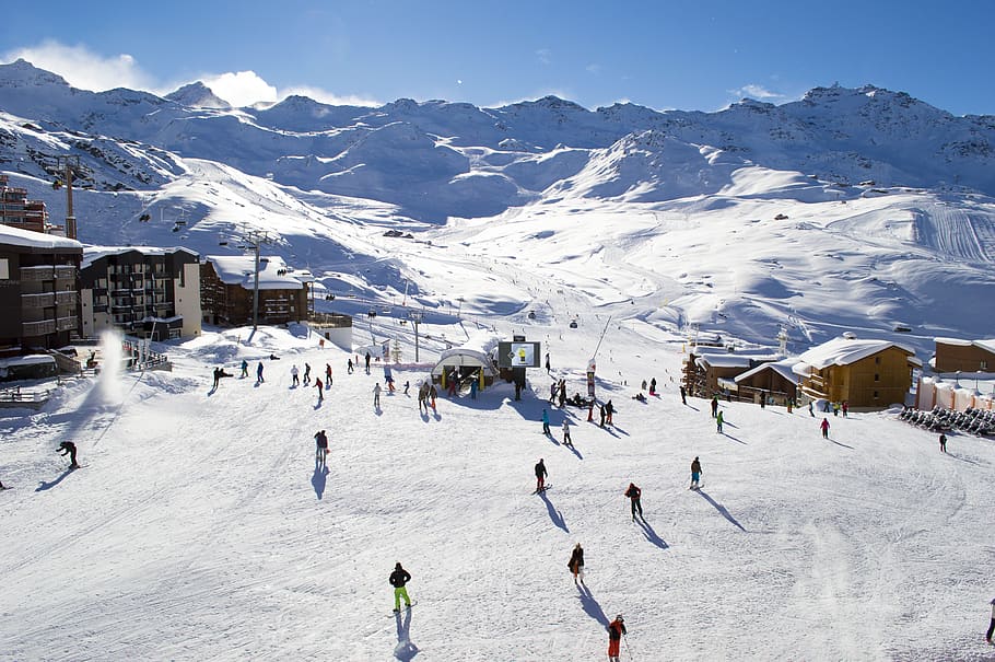 people walking on snowfield, alps, ski, white, treads, nature, HD wallpaper