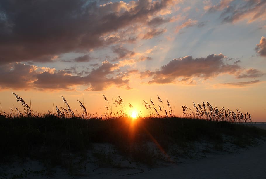 Sunset, Clouds, abendstimmung, nature, scenics, dramatic sky HD wallpaper