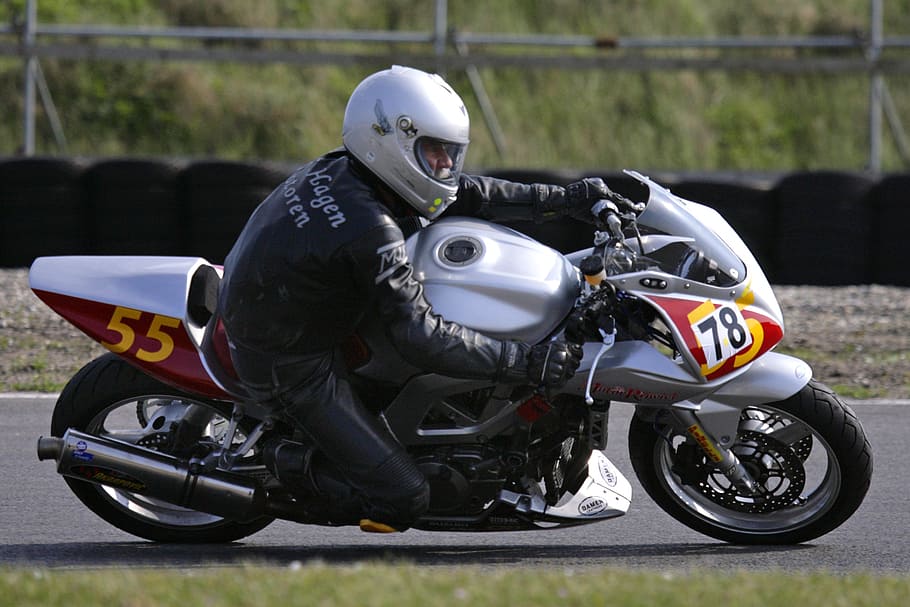 racing, motor, speed, highway, track, helmet, motorcycle, mode of transportation HD wallpaper